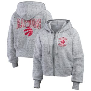 WEAR by Erin Andrews Toronto Raptors Women's Heather Gray Speckled Radiator Full Zip Fabulous Hoodie