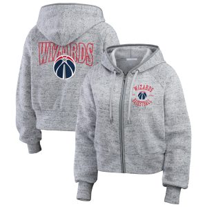 WEAR by Erin Andrews Washington Wizards Women's Heather Gray Speckled Radiator Full Zip Elegant Hoodie
