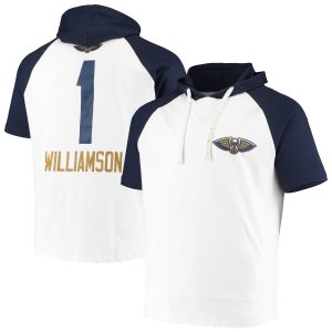 Zion Gorgeous Williamson New Orleans Pelicans White/Navy Player Raglan Pullover Hoodie